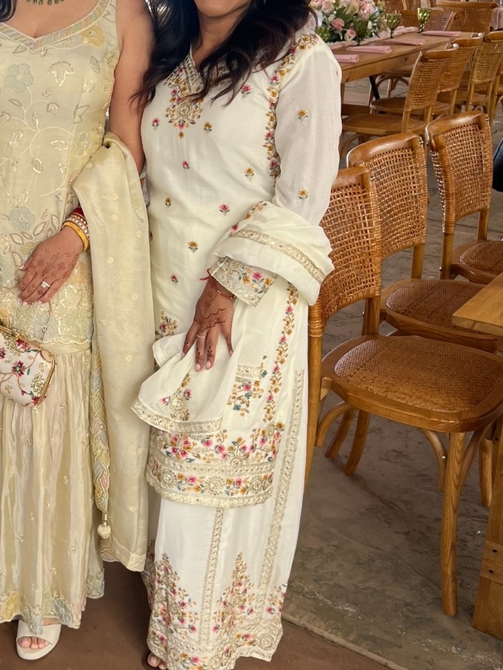 Elegant Cream Embroidered Women's Sharara Suit
